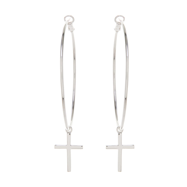 Silver on sale cross hoops